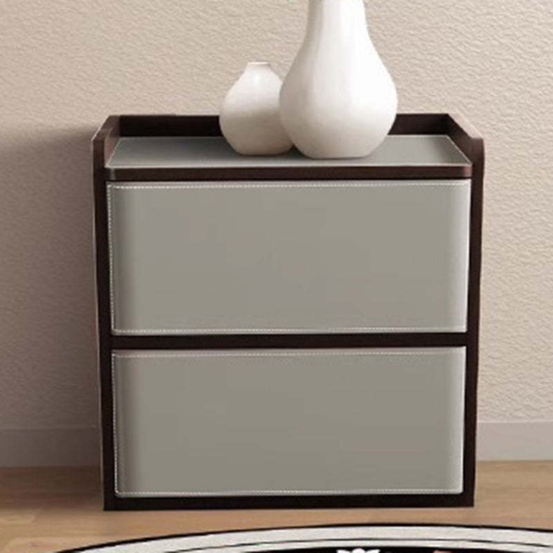 Nordic Leather Wood 2-Drawer Nightstand