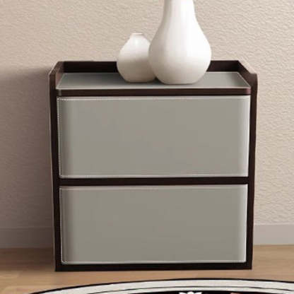 Nordic Leather Wood 2-Drawer Nightstand
