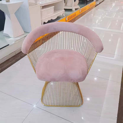Modern Hollow Oval Fabric Steel Accent Chair