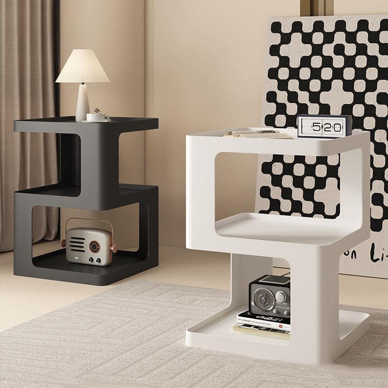 Minimalist Iron 3-Tier Side Table — Black