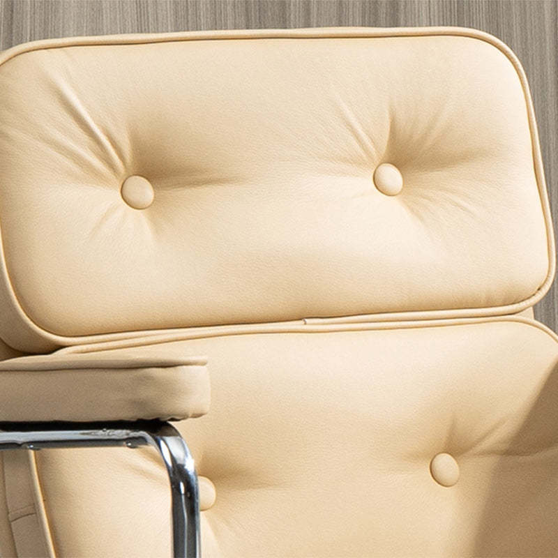 Nordic Leather Metal Desk Chair — Double Backrest & Pink