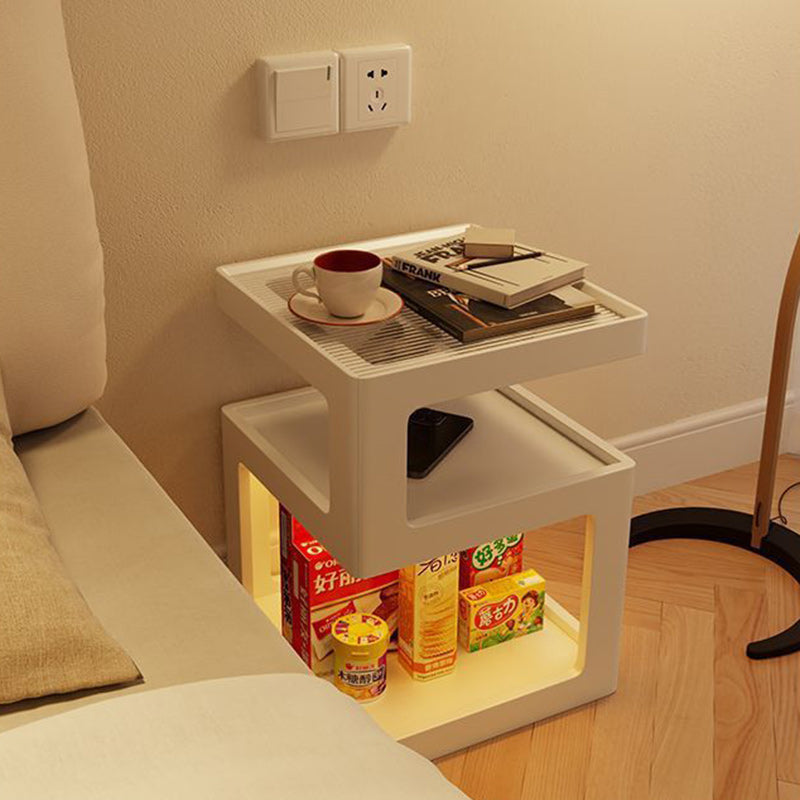 Minimalist Rubberwood Glass Nightstand