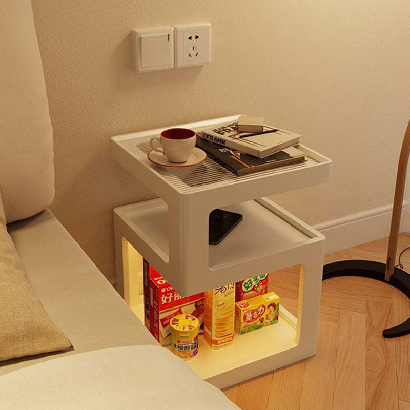Minimalist Rubberwood Glass Nightstand