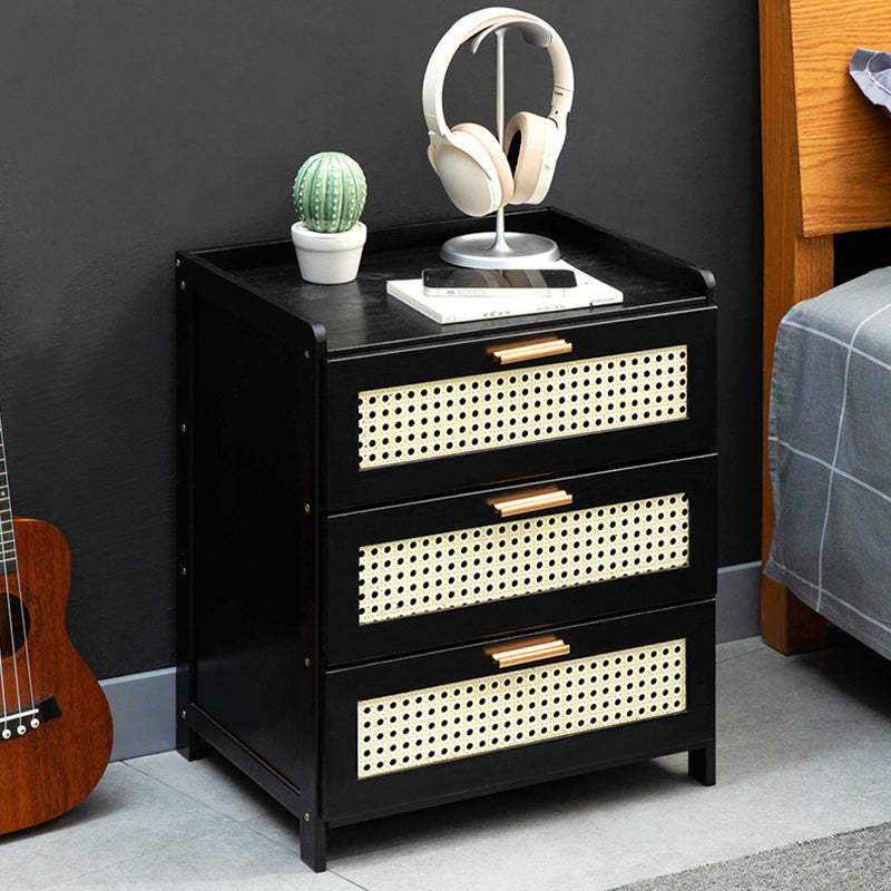 Vintage Wood Bamboo Plastic Nightstand