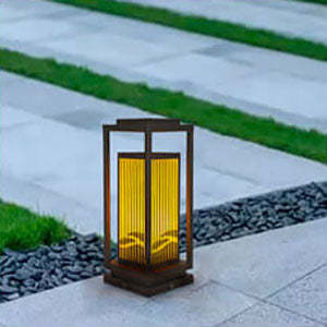 Chinese Square Cage Outdoor Lawn Path Light