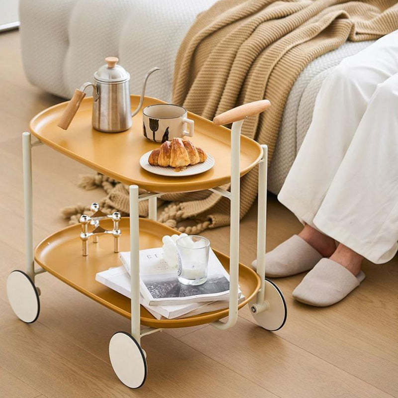 Scandinavian Acrylic Rectangular End Table 2-Tier — White