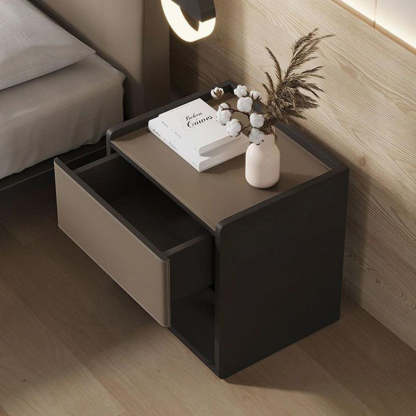 European Wood Leather 1-Drawer End Table