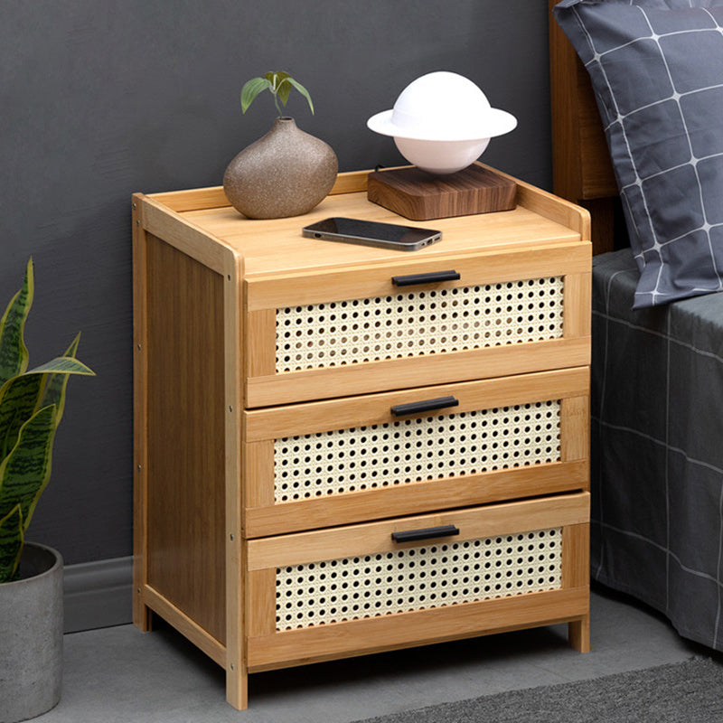 Vintage Wood Bamboo Plastic Nightstand