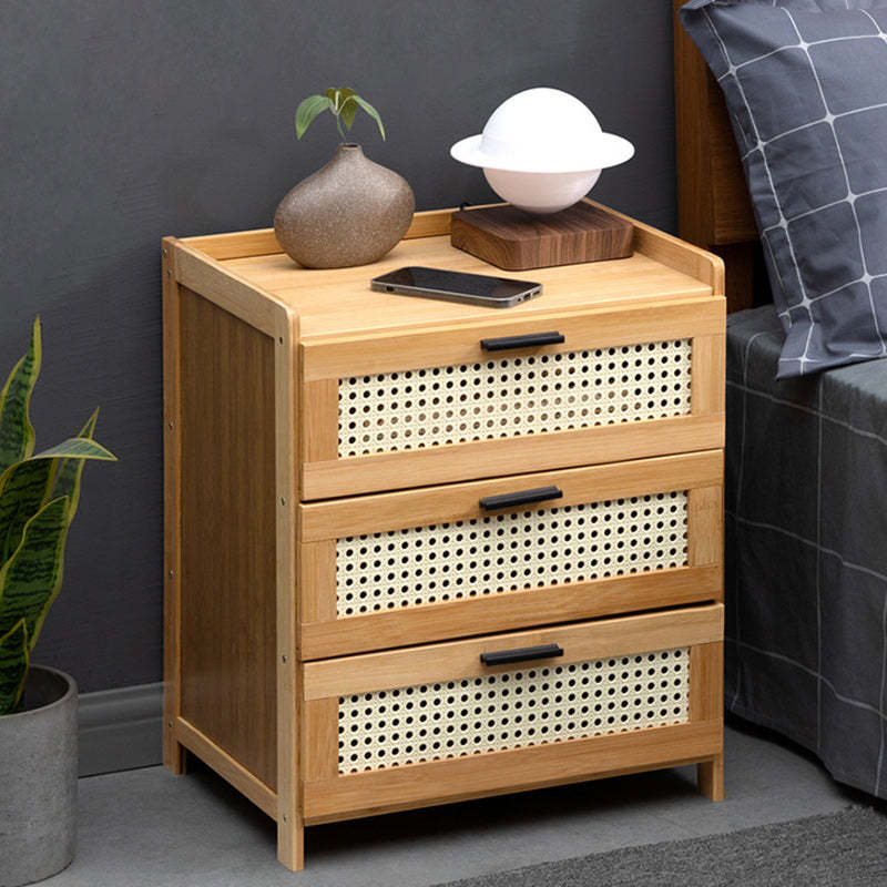 Vintage Wood Bamboo Plastic Nightstand