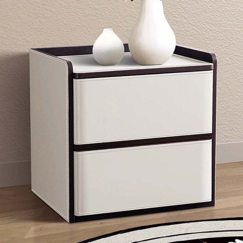Nordic Leather Wood 2-Drawer Nightstand
