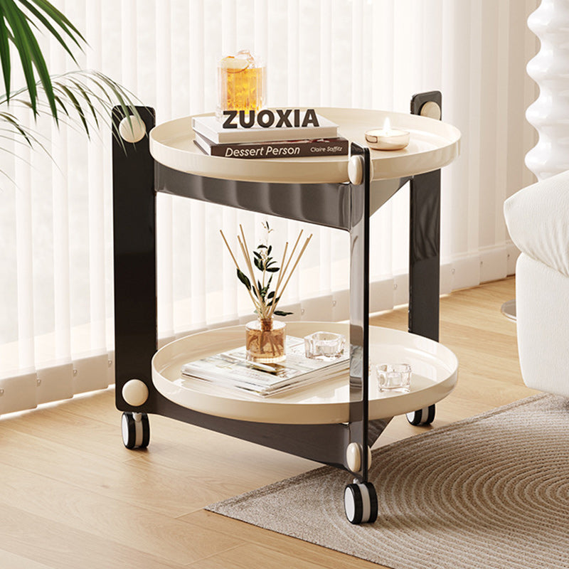 Contemporary Round Acrylic 2-Tier End Table — Black + White