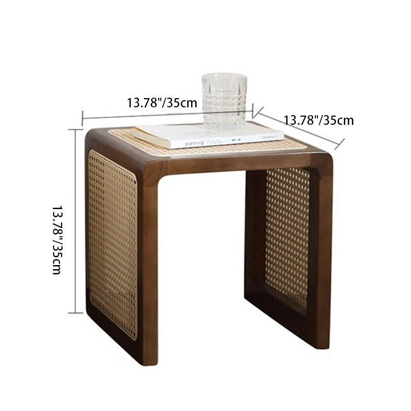 Japanese Solid Wood Steel End Table — A / Black
