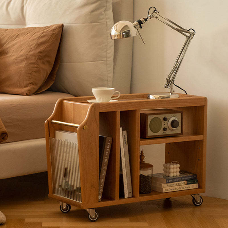 Minimalist Rectangular Wood Glass 3-Tier Coffee Table