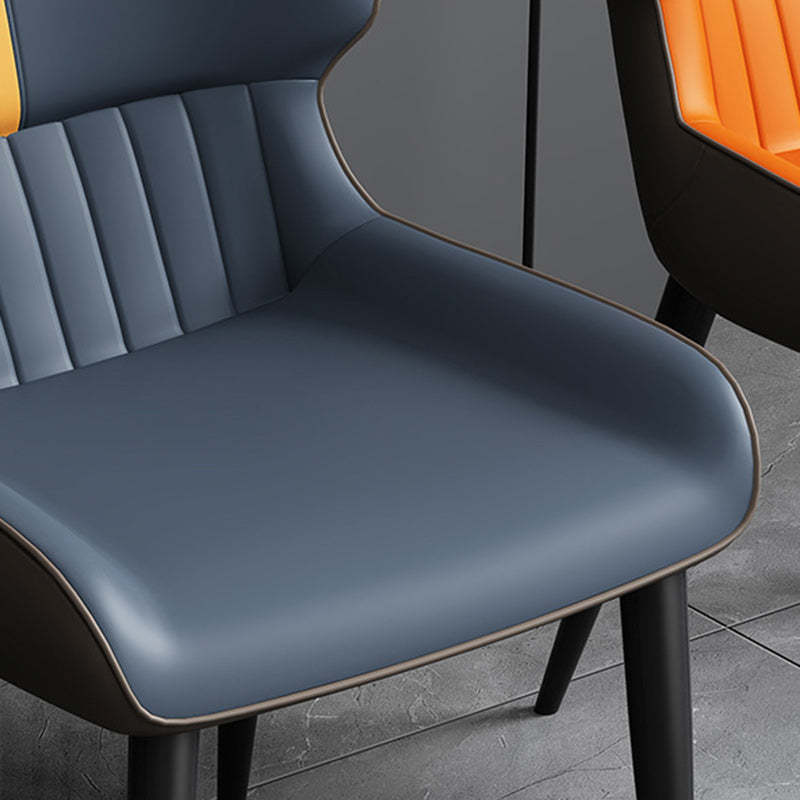 Nordic Leather Carbon Steel Curved Dining Chair