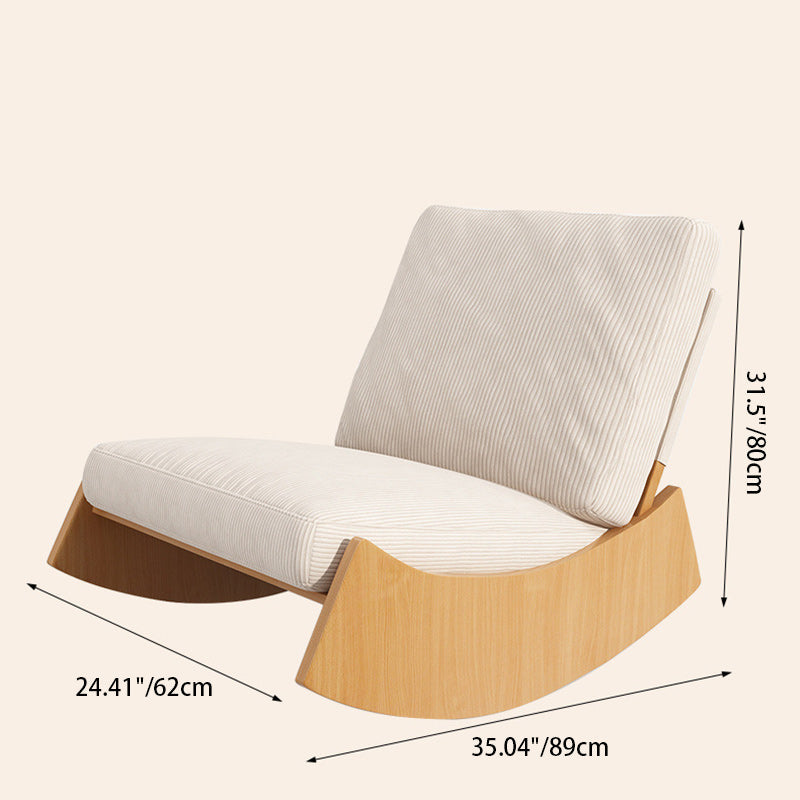 Nordic Corduroy Wood Recliner — Walnut Color / Green
