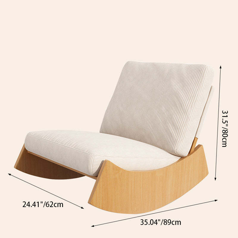Nordic Corduroy Wood Recliner — Walnut Color / Green