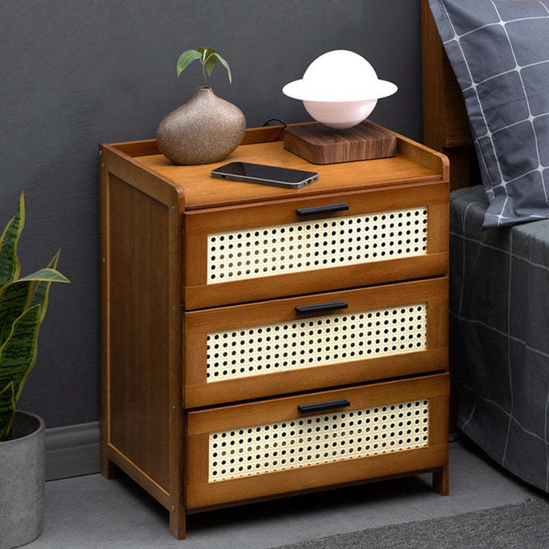 Vintage Wood Bamboo Plastic Nightstand
