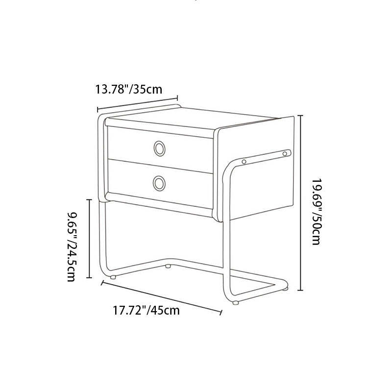 Vintage Wood Steel 2-Drawer End Table