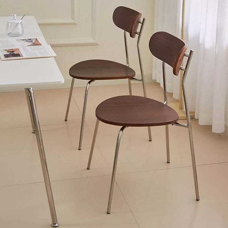 Minimalist Curved Wood Iron Plastic Dining Chair