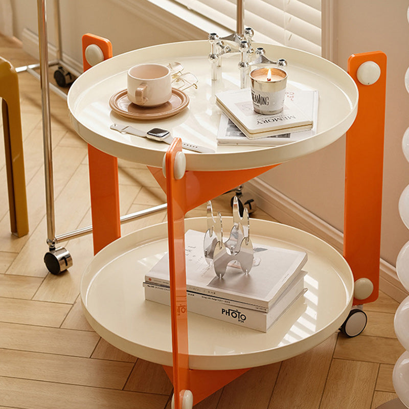 Contemporary Round Acrylic 2-Tier End Table - Off-White