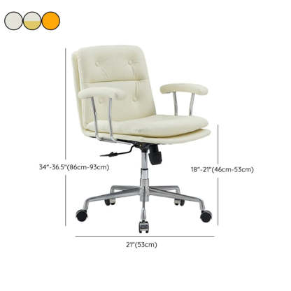 Adjustable Cream Ergonomic Leather Office Chair with Arms