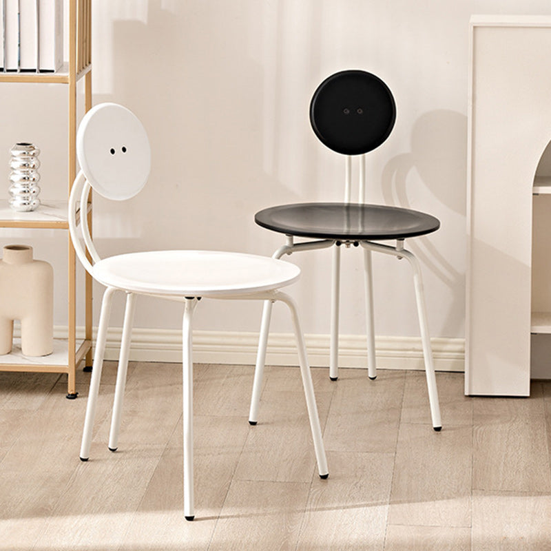 Vintage Round Rubberwood Steel Vanity Stool — Black