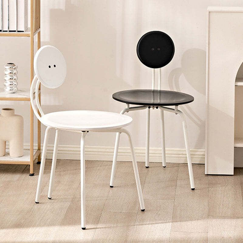 Vintage Round Rubberwood Steel Vanity Stool — Black