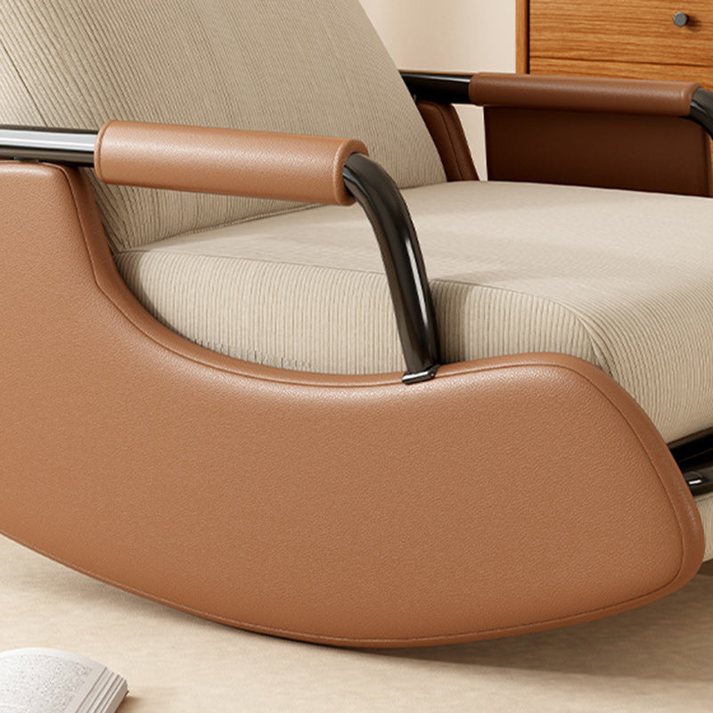 Modern Corduroy Leather Foldable Recliner — With Footrest / Gray & Black Frame