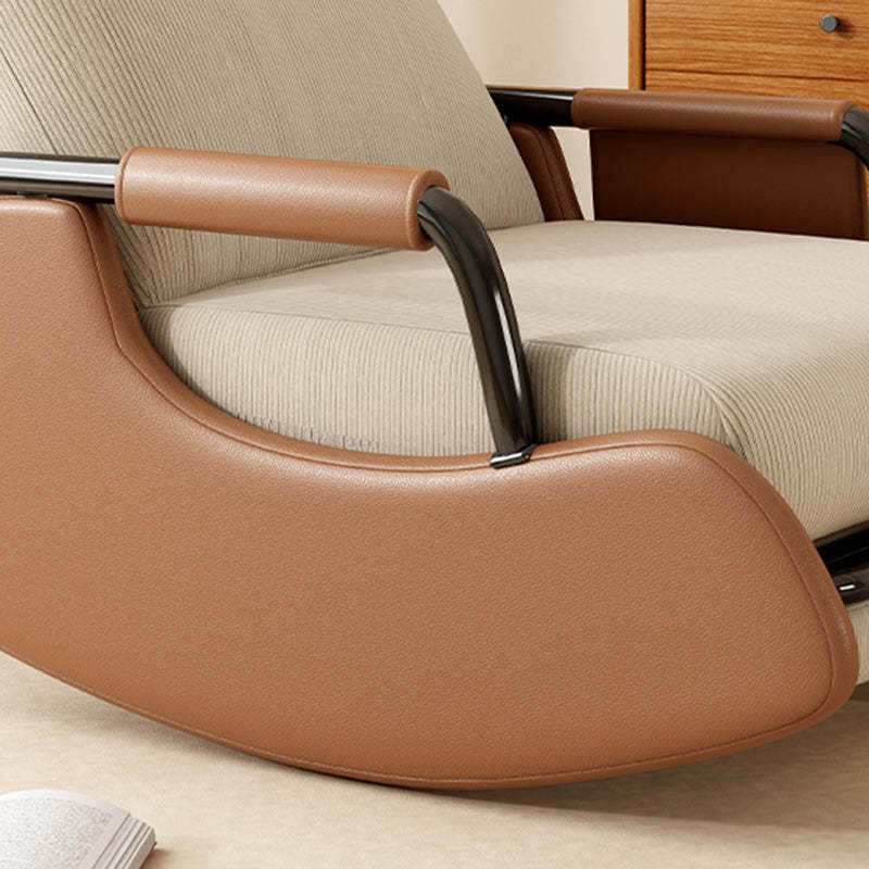 Modern Corduroy Leather Foldable Recliner — With Footrest / Gray & Black Frame