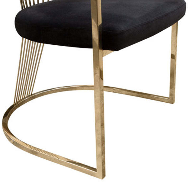 Minimalist Leather Metal Semi-Circular Curved Chair