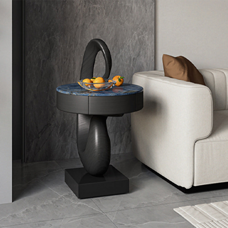 Modern Luxury Swan Stone Wood End Table