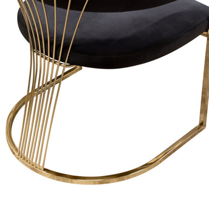 Minimalist Leather Metal Semi-Circular Curved Chair