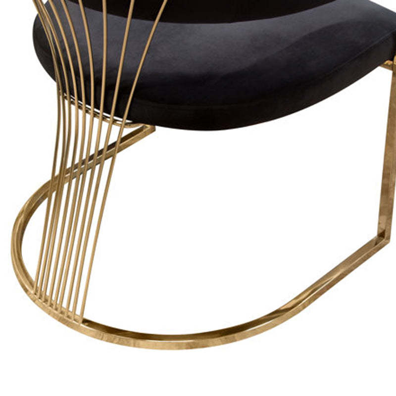 Minimalist Leather Metal Semi-Circular Curved Chair