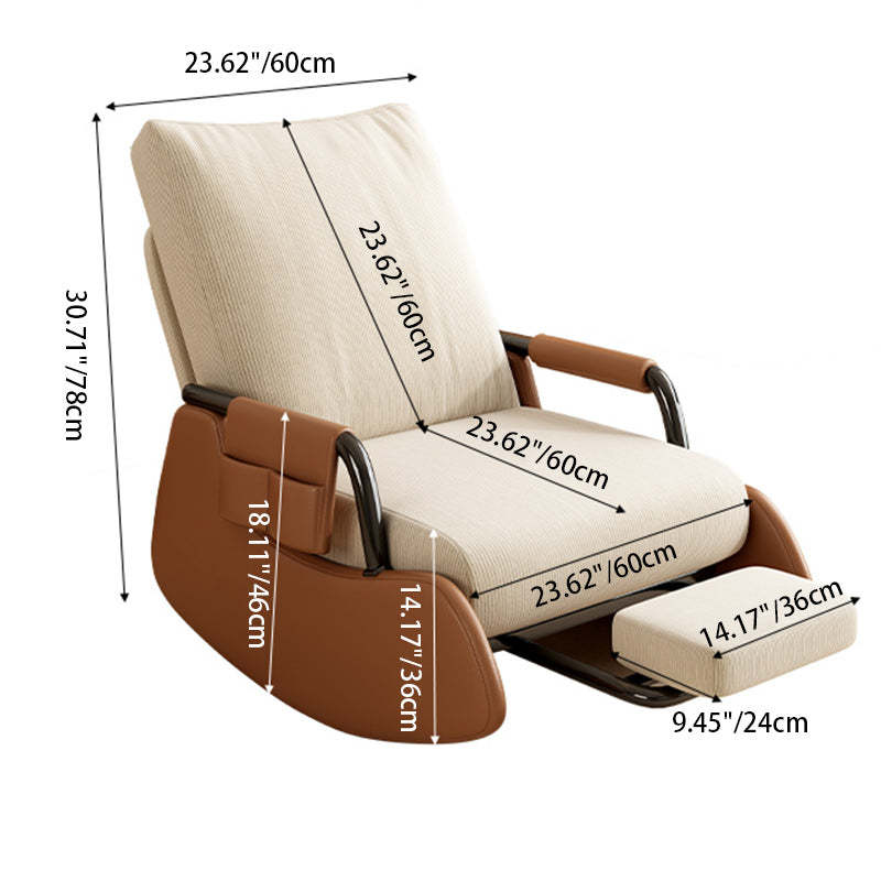 Modern Corduroy Leather Foldable Recliner — Without Footrest / Gray & Black Frame