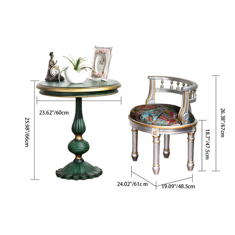European Carved Birch Engineered Wood Coffee Table Set