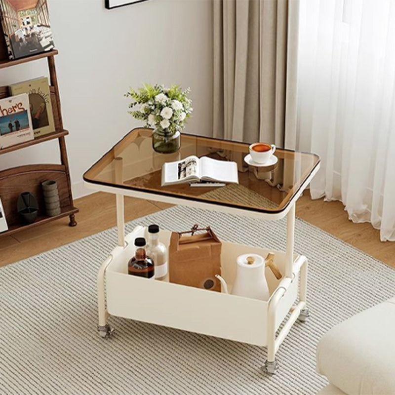 Modern Rectangular Iron Glass End Table