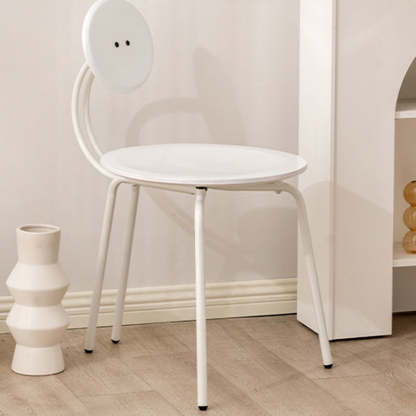 Vintage Round Rubberwood Steel Vanity Stool