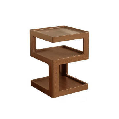Minimalist Rubberwood Glass Nightstand