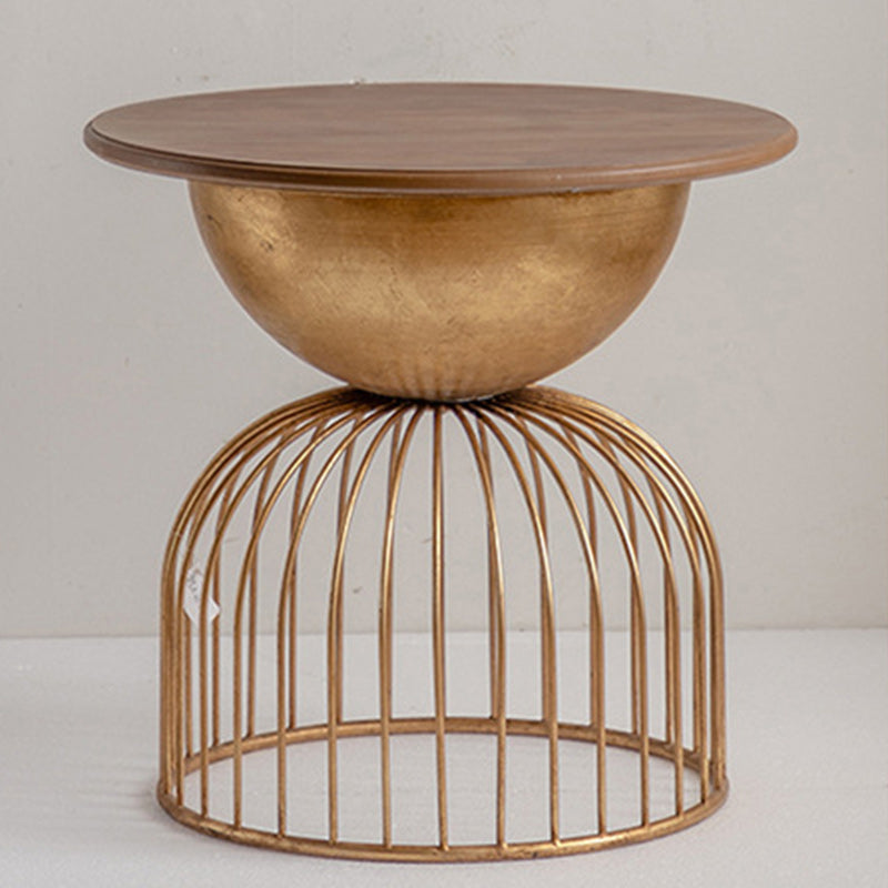 Vintage Round Wood Metal Coffee Table