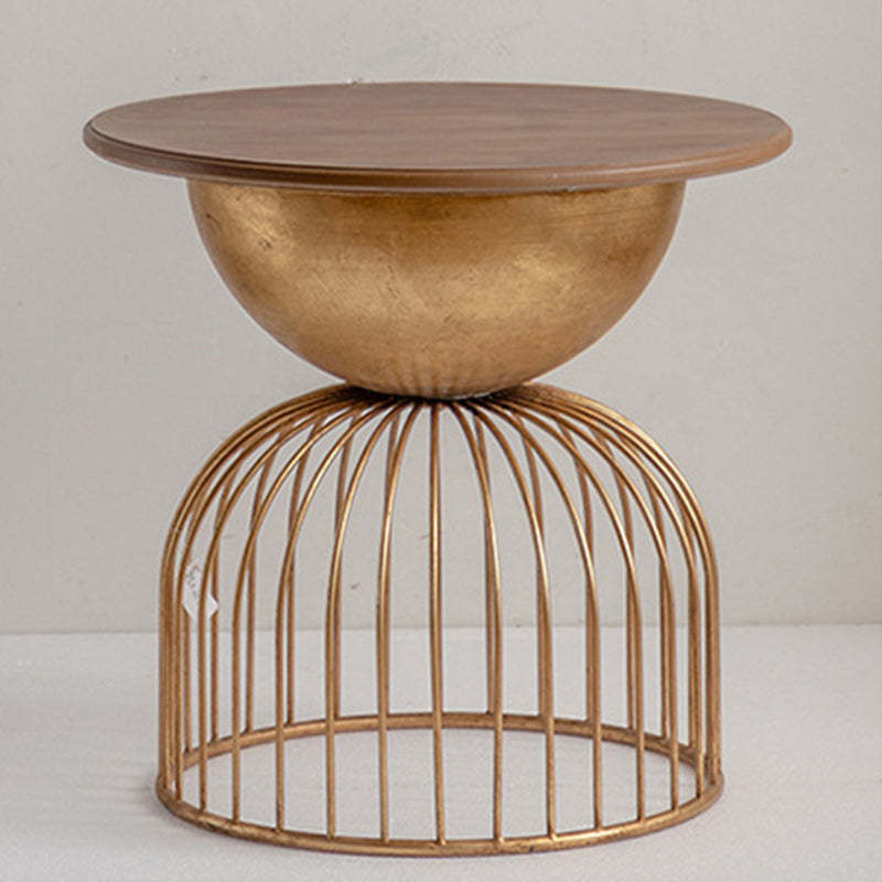 Vintage Round Wood Metal Coffee Table
