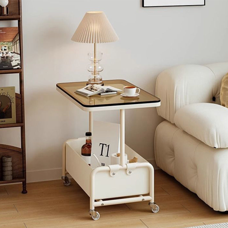 Modern Rectangular Iron Glass End Table