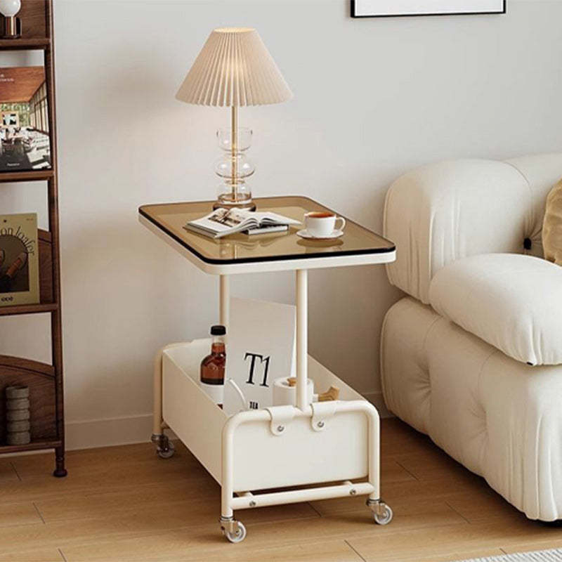 Modern Rectangular Iron Glass End Table