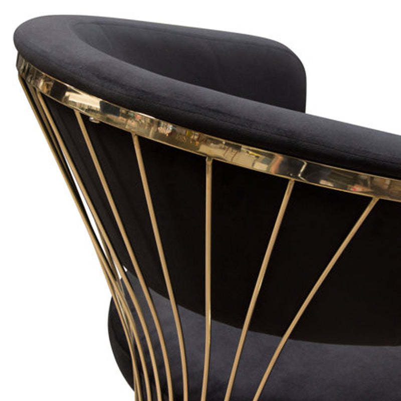 Minimalist Leather Metal Semi-Circular Curved Chair