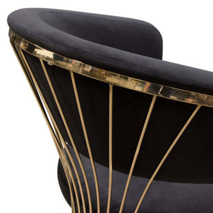 Minimalist Leather Metal Semi-Circular Curved Chair