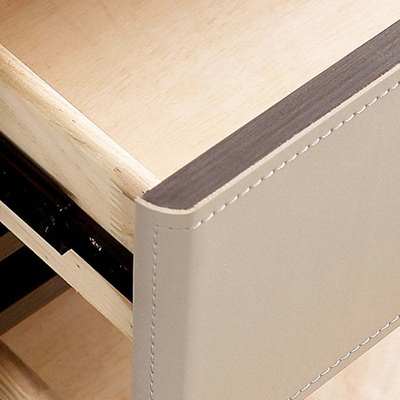Nordic Leather Wood 2-Drawer Nightstand — Orange