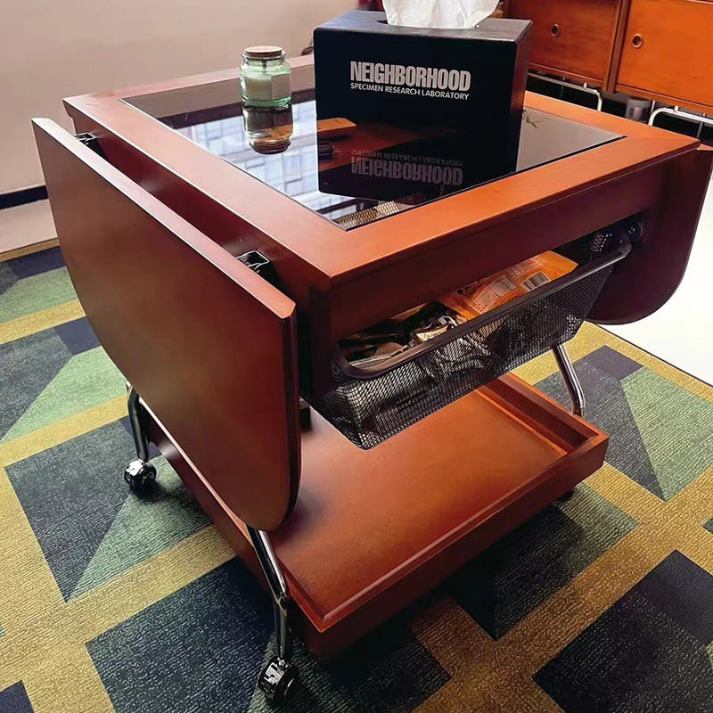 Retro Rectangular Wood Glass Metal Coffee Table