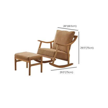 Modern Green Corduroy Wood Rocking Accent Chair