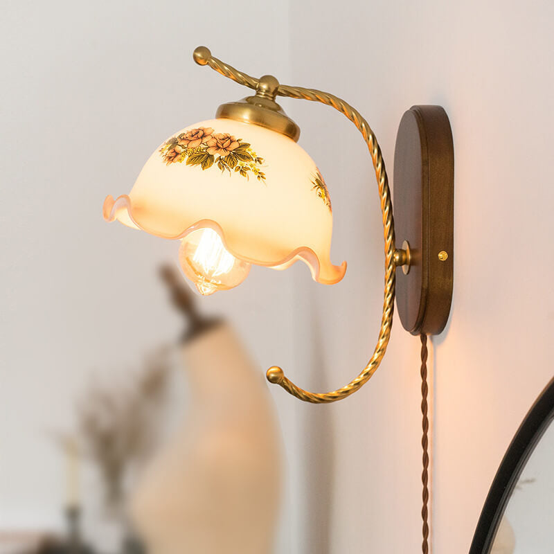 French Vintage Cream Glass Petal Sconce