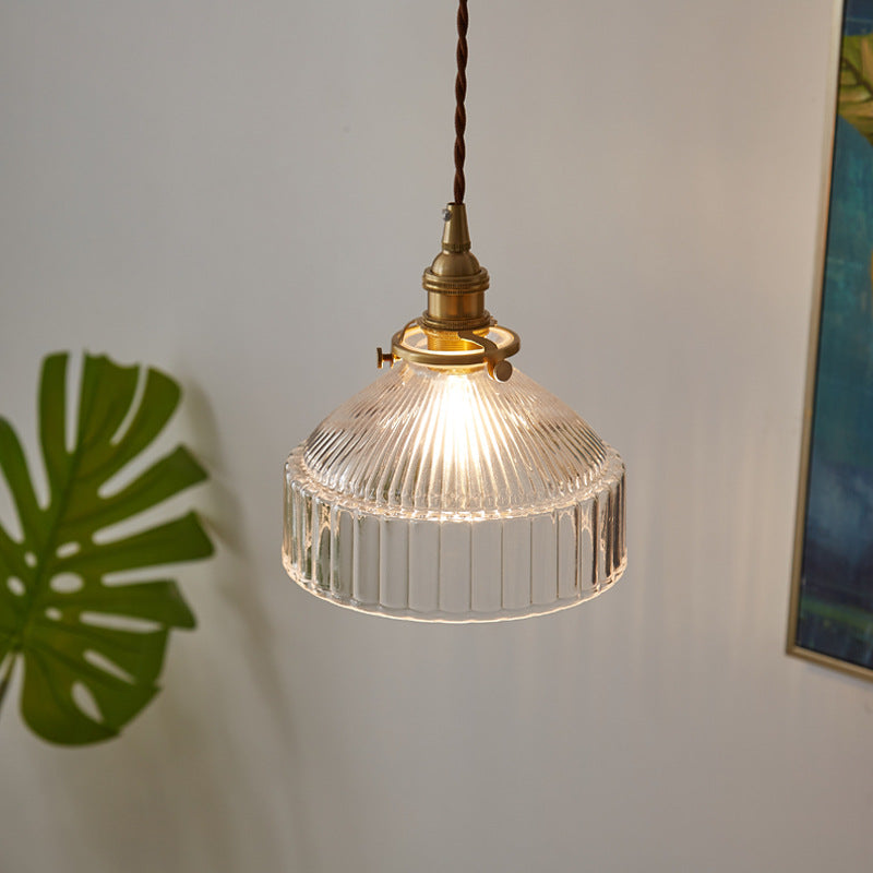 Lighom striped round brass pendant lighting for living room — 220V-240V (UK/AU)