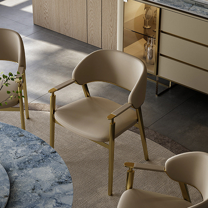 Modern Microfiber Leather Metal Dining Chair — Microfiber Leather